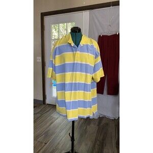 SUN RIVER BRAND YELLOW STRIPE SHORT SLEEVE POLO SHIRT  BIG MAN SIZE XX LARGE